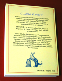 Fest-libro por la 80a naskiĝ-tago de Claude GACOND (Enhavtabelo, mendo)